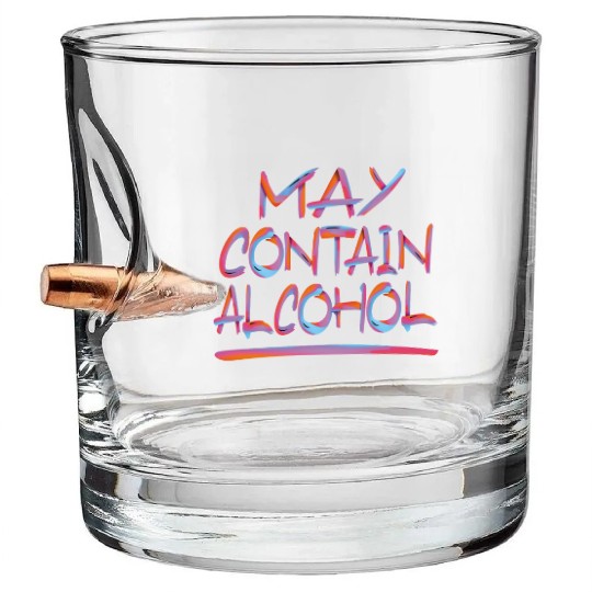 MAY CONTAIN ALCOHOL 2 Bullet Whiskey Glasses