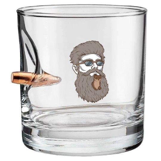 Beard Weasel Funny Beard Design Bullet Whiskey Glasses