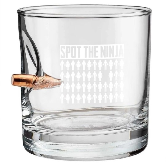 Spot The Ninja Bullet Whiskey Glasses - Funny Spotting Japanese