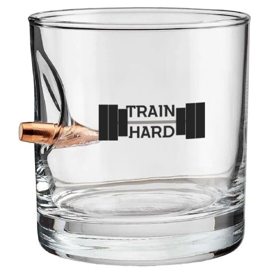 TRAIN HARD - Gym - D3 Designs Bullet Whiskey Glasses