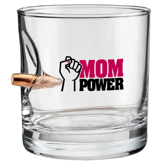 Mom power - superhero mother - I love mom - mommy Bullet Whiskey Glasses