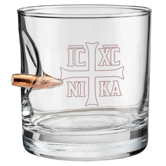 Orthodox Christogram IC XC NIKA Gift Bullet Whiskey Glasses