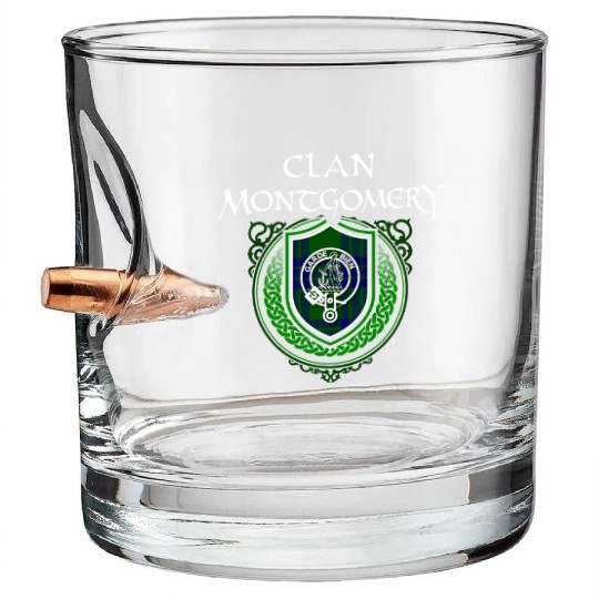 Montgomery Surname Scottish Clan Tartan Crest Badg Bullet Whiskey Glasses