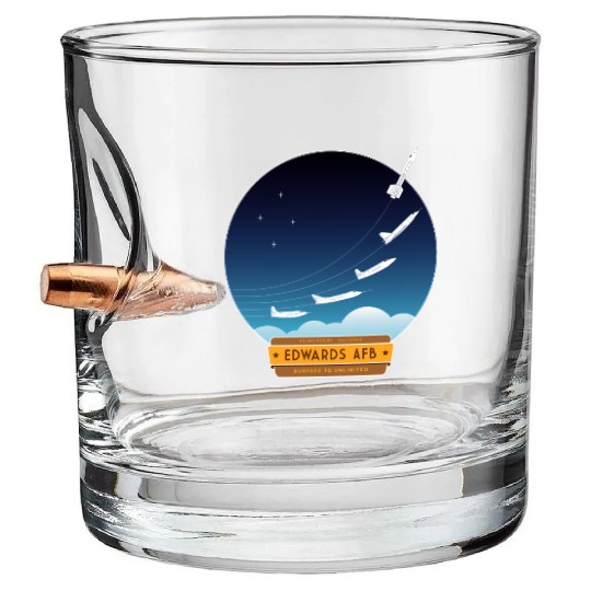 Edwards Air Force Base - yellow and brown logo Bullet Whiskey Glasses