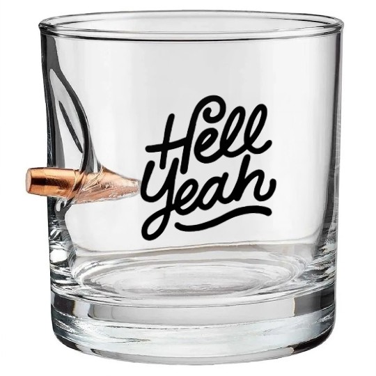 Text: Hell Yeah (black) Bullet Whiskey Glasses