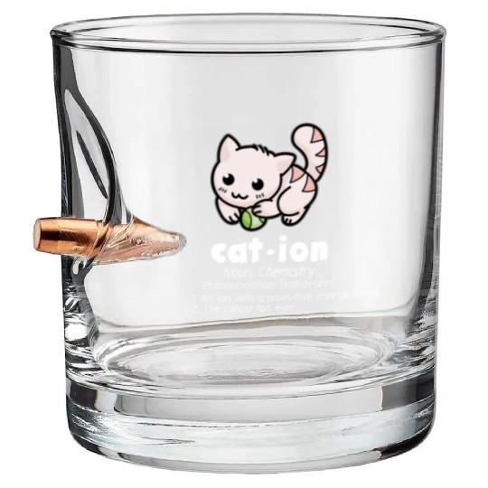 Funny Chemistry Cat Pun Science Bullet Whiskey Glasses