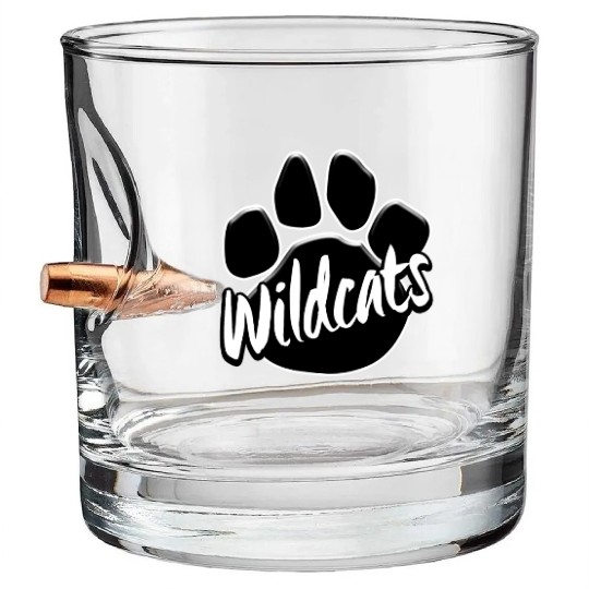 Wildcats Paw Print Mascot School Pride Bullet Whiskey Glasses