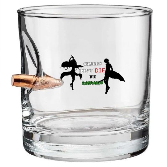 Gamers Dont Die We Respawn (SAO EDITION) Bullet Whiskey Glasses