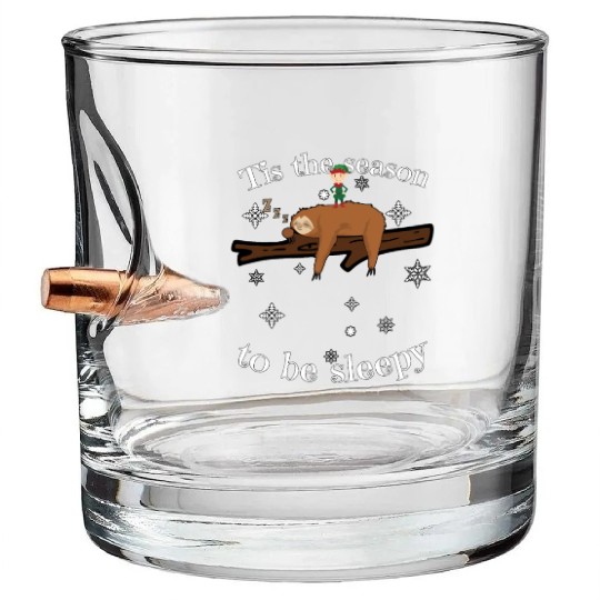 Sloth Late Sleepers Christmas Sleep Sleepy Lazy Bullet Whiskey Glasses
