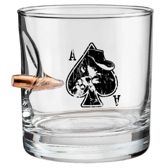 Distressed Ace Of Spades Graphic Bullet Whiskey Glasses