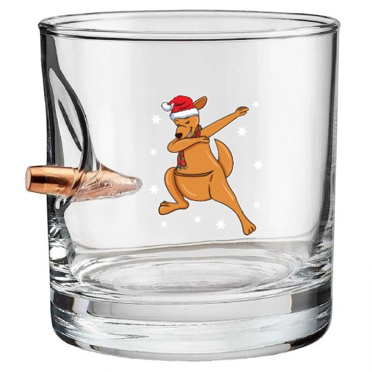 Kangaroo Australian Dabbing Xmas Christmas Present Bullet Whiskey Glasses
