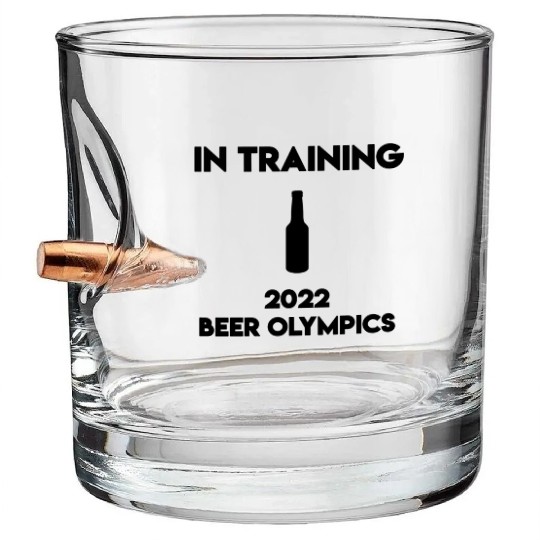 In Training 2022 Beer Olympics Bullet Whiskey Glasses