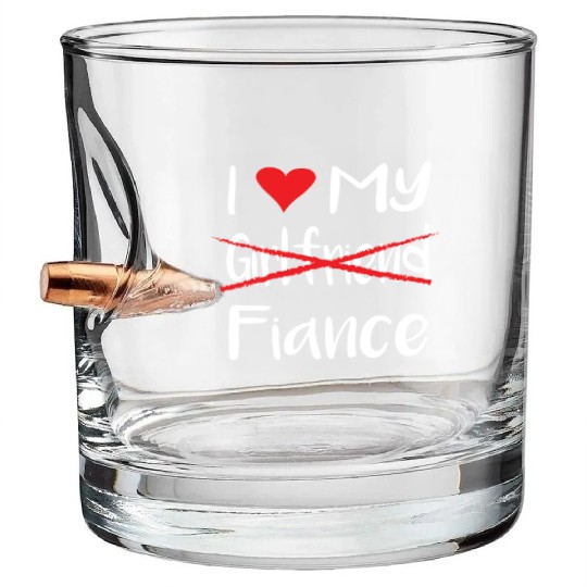 I Heart My Fiance funny lover Valentine's Day Gift Bullet Whiskey Glasses