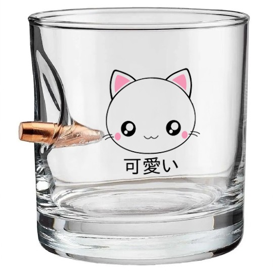 Cute Kawaii Cat Face Japanese Anime Bullet Whiskey Glasses