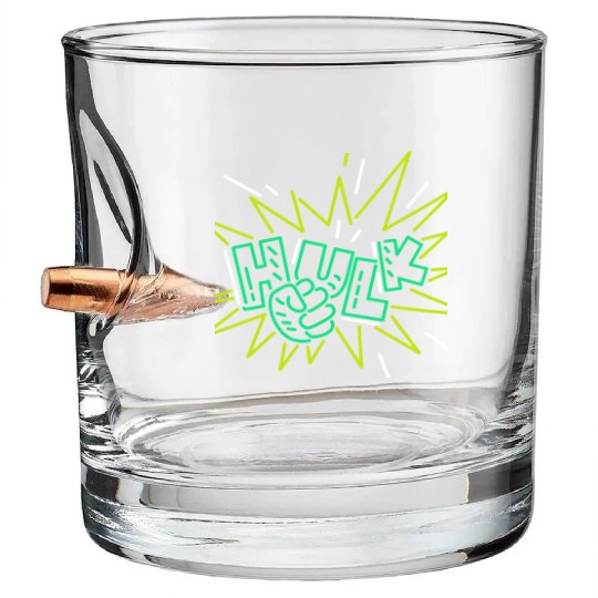 Neon Hulk Bullet Whiskey Glasses By Marvel Design By Humans----PD