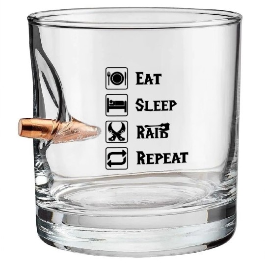 Eat sleep raid repeat world of warcraft present Bullet Whiskey Glasses