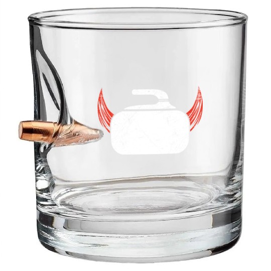 Curling Devil Ice Sports Sweeper Ice Rink Gift Bullet Whiskey Glasses