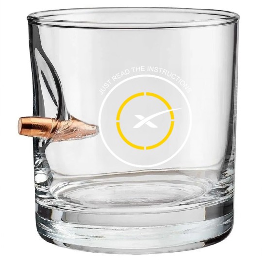 Read The Instructions SpaceX Droneship Elon Musk Bullet Whiskey Glasses