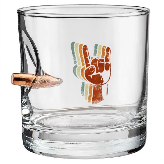 Devil horns Sign Retro Metal Fork Rock Hand Bullet Whiskey Glasses