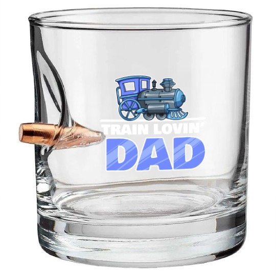 Railroad Train Lovers Dad Father's Day Gift Bullet Whiskey Glasses