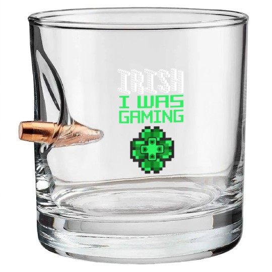 Video Game Gaming St Patricks Day Gamer Bullet Whiskey Glasses