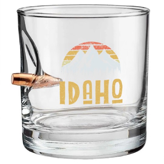 Vintage Retro Id Idaho Us Mountain State Bullet Whiskey Glasses