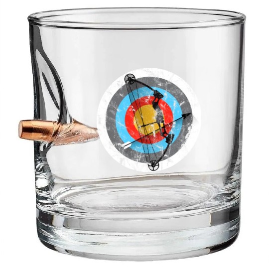 Archery Target Compound Bow Gift Bullet Whiskey Glasses