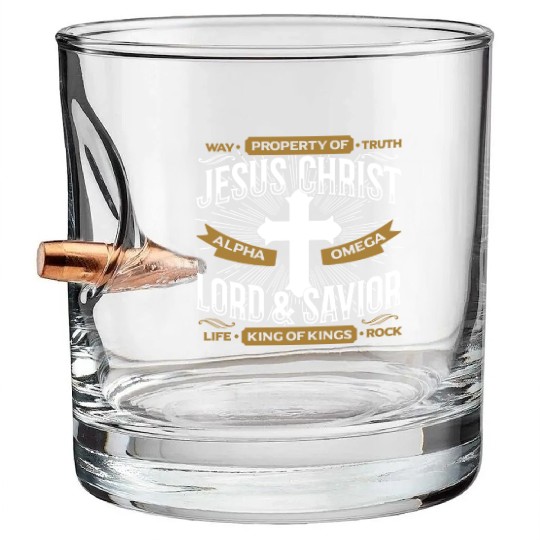 way property of truth jesus christ alpha omega lor Bullet Whiskey Glasses