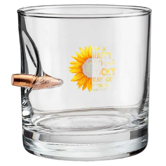 I'm A Happy Go Lucky Ray of Sunshine Sunflower Bullet Whiskey Glasses