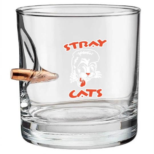 STRAY CATS Rockabilly Cool Cat Tattoo Bullet Whiskey Glasses