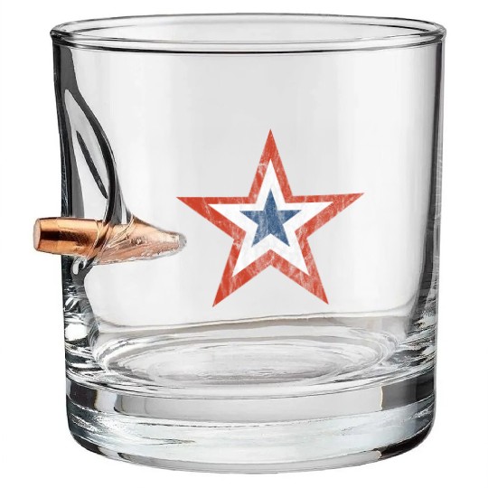 4th july Stars and Stripes Star vintage Bullet Whiskey Glasses