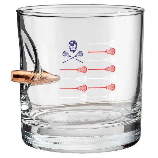 Lacrosse Bullet Whiskey Glasses American Flag Lax Helmet And Sticks