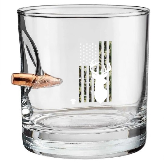 Hunting Hunters Deer Camouflage Bullet Whiskey Glasses