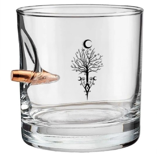 Tree Moon Night Stars Pagan Wicca Bullet Whiskey Glasses
