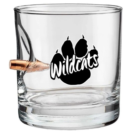 Wildcats Paw Print Back To School Spirit Mascot Bullet Whiskey Glasses