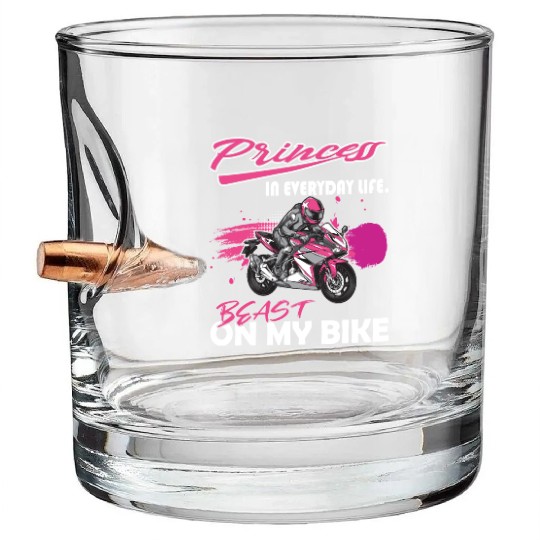 Biker Princess Motorcycle Biker girl Bullet Whiskey Glasses