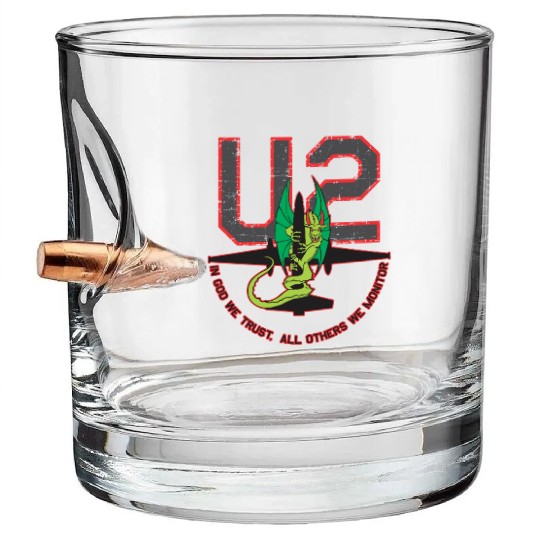 U-2 In God We Trust, All Others We Monitor Bullet Whiskey Glasses