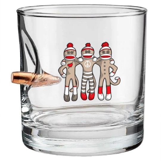 Sock Monkey Buddies Bullet Whiskey Glasses