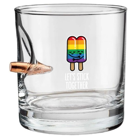 Let's stick together funny gay couple popsicle Bullet Whiskey Glasses