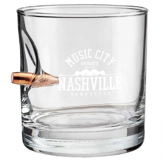 Nashville Music City Tennessee Country Music Gift Bullet Whiskey Glasses
