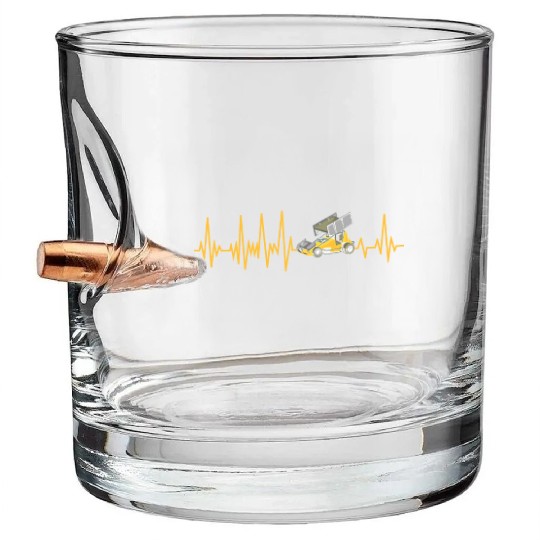 Sprint Car Racing Heartbeat Pulse Bullet Whiskey Glasses