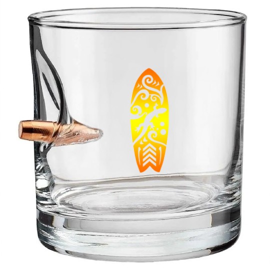 Maori Lizard Surfboard T Tattoo Gift Idea Bullet Whiskey Glasses