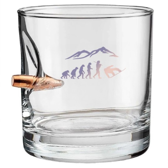 Snowboarding evolution snow boarder cool Bullet Whiskey Glasses