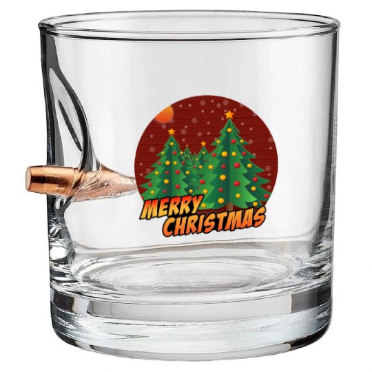 Christmas Xmas Tree Winter Snow Merry Christmas Bullet Whiskey Glasses