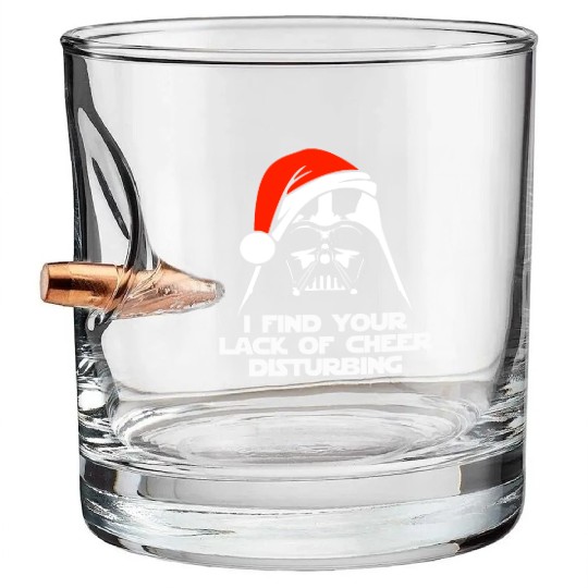 Darth Vader Santa Claus Christmas Sweater Design Bullet Whiskey Glasses
