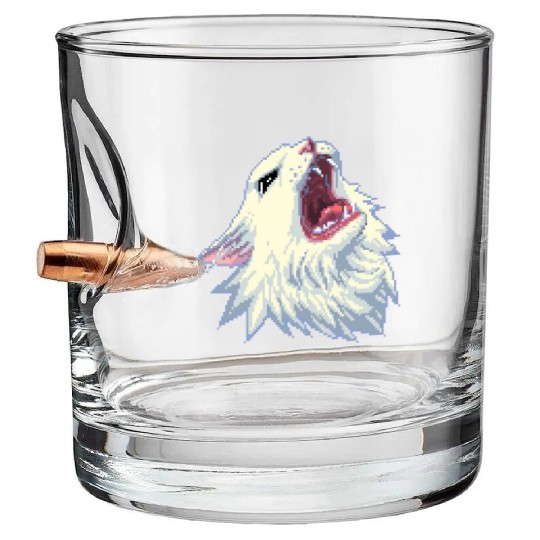 8 bit Screamin Thurston the Cat meme 2 Bullet Whiskey Glasses