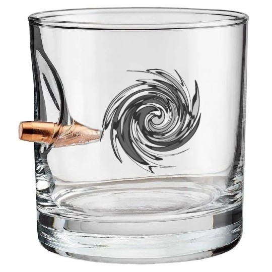 Black and Grey Twist Bullet Whiskey Glasses
