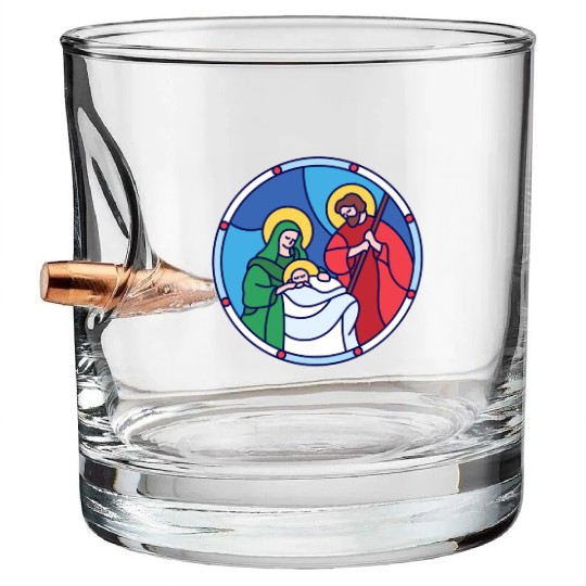 Josef Maria Jesus Jesus birth Bethlehem Christmas Bullet Whiskey Glasses