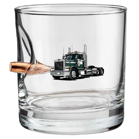 Green Semi Truck Bullet Whiskey Glasses