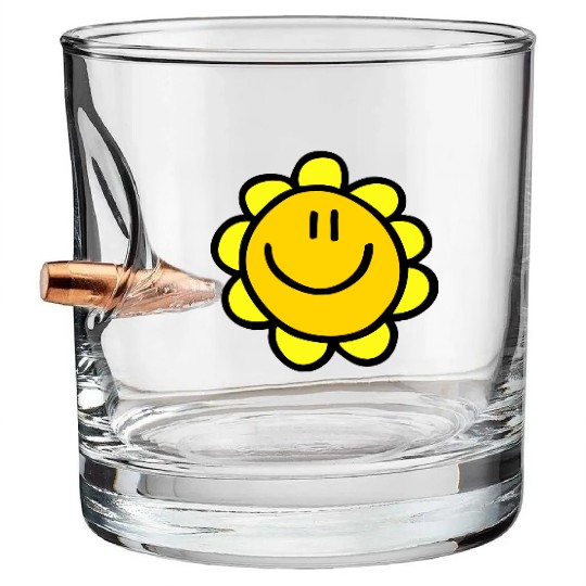 happy smiling sun flower Bullet Whiskey Glasses